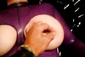 Wicked husband dresses up his soaked breasty milf slutwife in latex