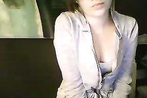 Petite brunette European playgirl takes off her pants on livecam