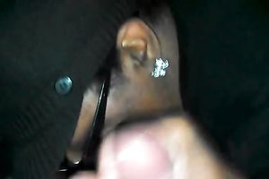 Chubby usual looking dark slutwife in glasses sucked my friend's 10-Pounder