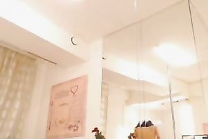 Beautiful side playgirl masturbating in front of the mirror