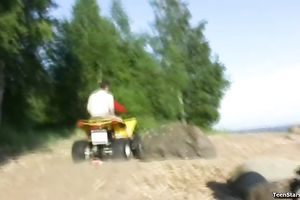 Racy babe got drilled indeed well at the beach by her paramour