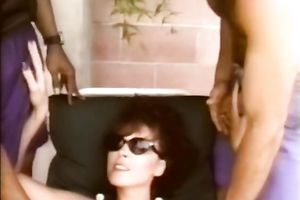 Filthy classic brunette hair milf surrounded by 2 men