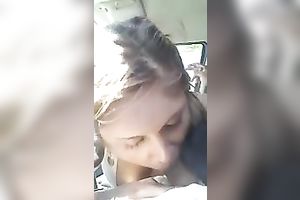 Adorable French legal age teenager engulfing my off in my car