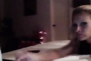 Blond haired leggy nympho was posing to show off her nice rounded bubble arse