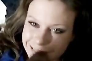 Thirsty brownhead babe engulfing my shlong deepthroat