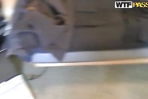 Comely legal age teenager Brandy flashes her tits and plays guitar