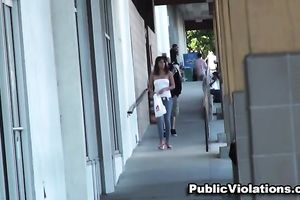 Hot brunette hair stranger hotwife in constricted jeans spied and recorded on livecam