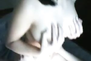 Bosomy dark brown teen rides a rod in hardcore homemade clip