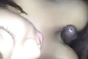 Curly dilettante dark nympho provided my buddy's wang with a BJ
