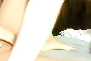 Pallid quite svelte non-professional brunette hair was pushed in spoon position