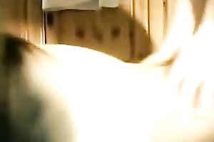 Pallid quite svelte non-professional brunette hair was pushed in spoon position