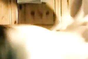 Pallid quite svelte non-professional brunette hair was pushed in spoon position