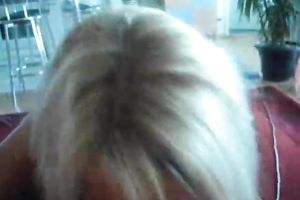 Blond haired whorable doxy of my buddy gives him oral-stimulation and rimjob