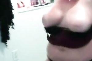 Voluptuous amateur webcam nympho stripteased and danced whilst showing her pantoons