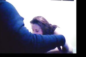 Skinny brunette hair hottie gives me oral stimulation on the hidden web camera