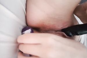 My buddy shared a vid of his own perverted amateur wife with large rack teasing herself