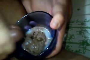 Kinky weird slut makes my buddy's cock cum on ice-cream to eat it