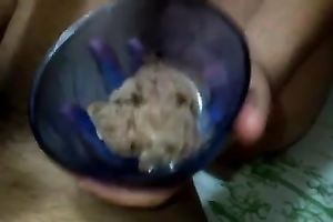 Kinky weird slut makes my buddy's cock cum on ice-cream to eat it