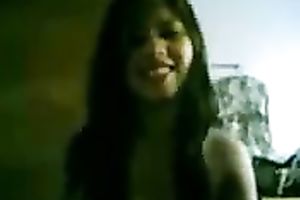 My juvenile cute Malay girlfriend gives fleshly head on webcam