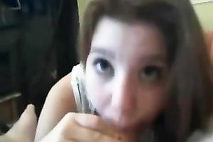 Cute natural dark brown girlfriend sucked my buddy's rock hard jock