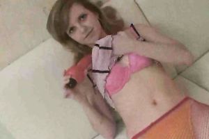 Very slim teen slut dildoing herself on the ottoman