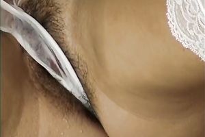 Awesome food fetish and beautiful brunette hair playgirl on the table