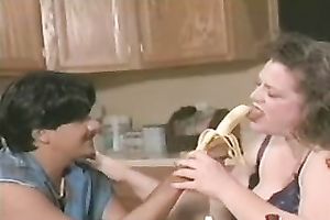 Dirty and breasty chubby slut seduces a chap in the kitchen