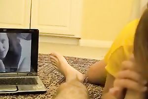 Bodacious black haired plump BBC slut blows me and gives footjob