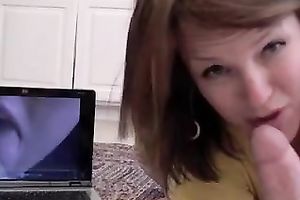 Bodacious black haired plump BBC slut blows me and gives footjob