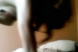 Attractive black haired chick with wonderful ass shows me her vagina