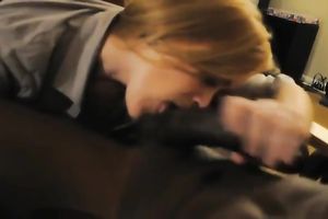 Blonde bright playgirl with pleasant face enjoys blowing my friend's BBC