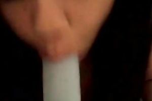 Busty and perverted honeys loved to engulf that big plastic vibrator unfathomable face hole