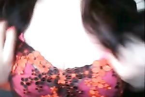 Amateur pallid rich breasted sweetheart was bragging of her huge breasts