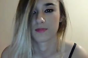 Cute and lovely golden-haired GF posing for me in tempting underware