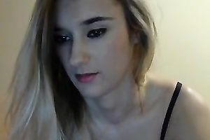 Cute and lovely golden-haired GF posing for me in tempting underware