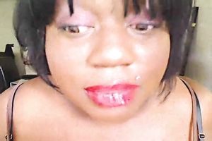 Trashy black skinned swarthy web camera mother I'd like to fuck shows me her saggy love muffins