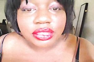 Trashy black skinned swarthy web camera mother I'd like to fuck shows me her saggy love muffins