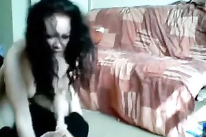 Black haired wench engulfing my big jock deepthroat