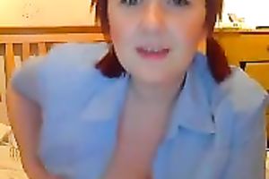 Ardent corpulent housewife wanted to show off her large saggy knockers