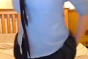 Ardent corpulent housewife wanted to show off her large saggy knockers