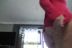 Bootyful girl exposing ass gap closeup in non-professional movie