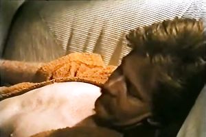 Brunette busty German hottie in the evening entertains herself with a ramrod