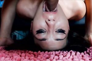 Dark haired naturally skinny and cute brunette hair gives my ally a deepthroat BJ