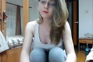 Amateur nerdy hot boasts of her truly sexy large boobies for me