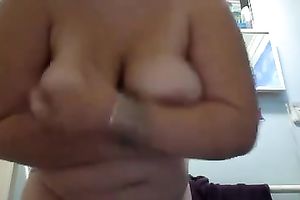 Nice tit large stomach hottie plays with her hot and appetizing scoops on camera