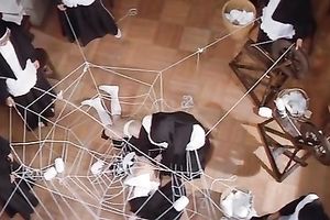 Two hot oriental dark brown lesbian babes shows their excitement