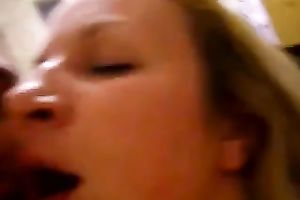 Salacious blond wench with sexy body gives astounding irrumation to me