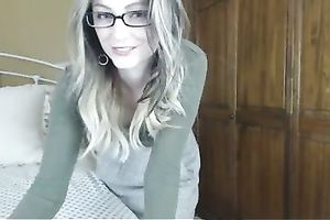 Sexy playful nerdy nympho was dancing and stripping in her bedroom