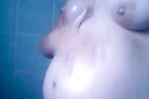 Torrid BBW wench demonstrtates her large moist knockers