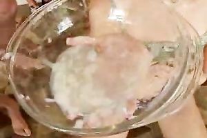 Fabulous blond cum eating doxy got served in blow job group-sex